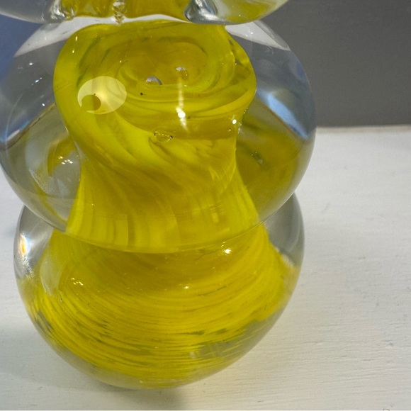 Handblown one of a kind glass bunny rabbit with yellow glass design inside. - Picture 2 of 12